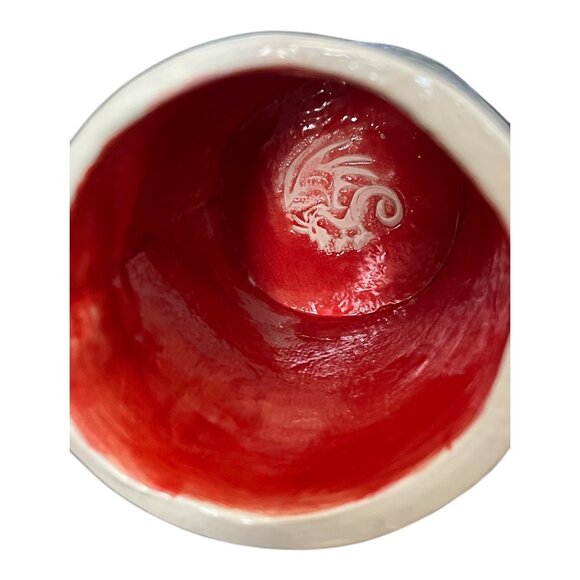 Handmade Ceramic Dragon Mug – Red & White Medieval-Inspired Design - Picture 6 of 7